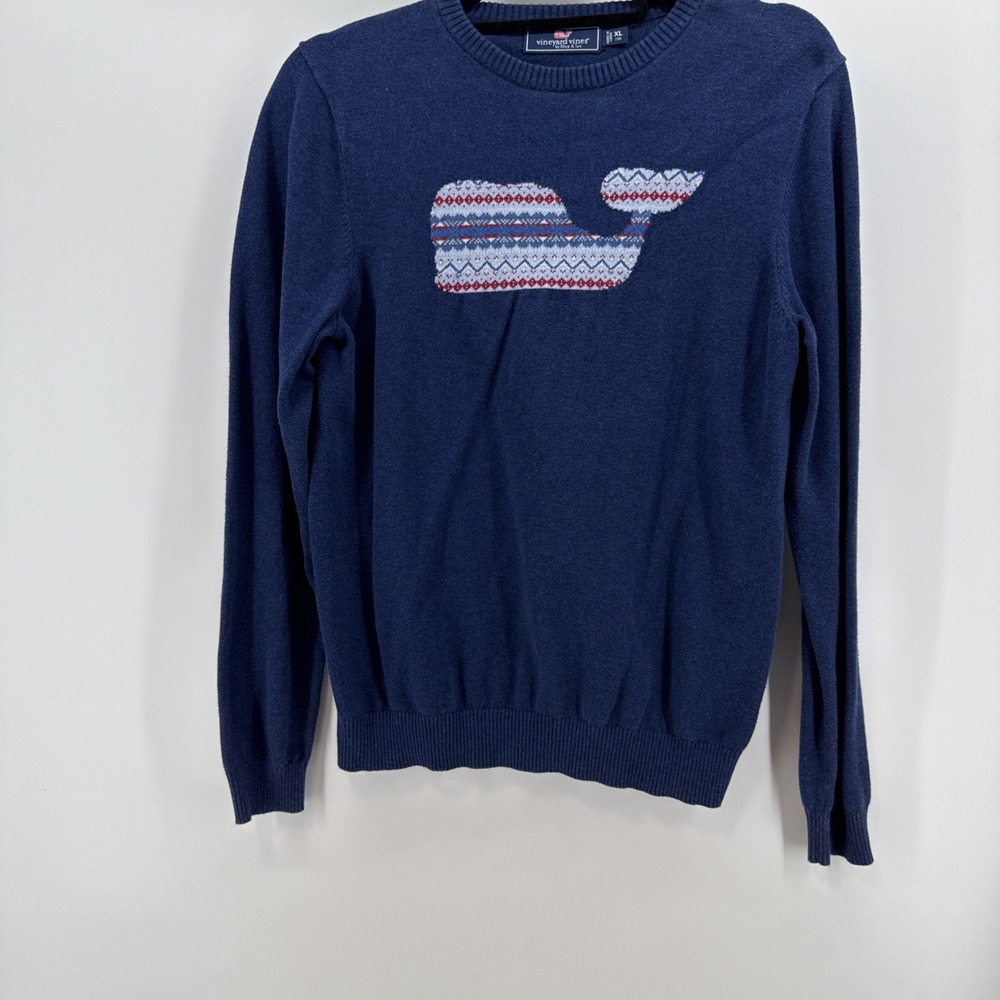 Vineyard Vines Boys Navy Whale Sweater - Size XL (18)‎ Youth
